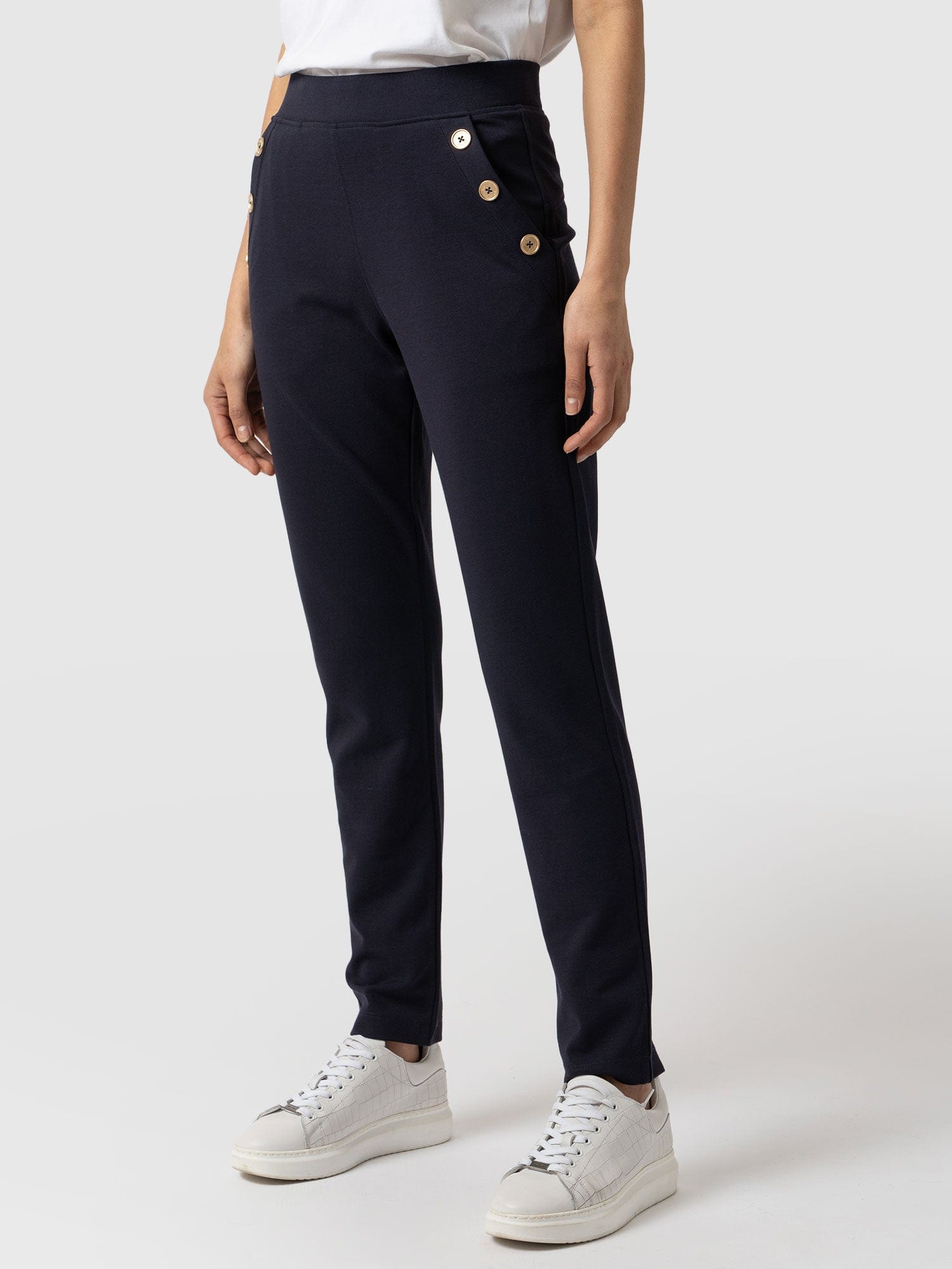 Finsbury Button Pant Navy - Women's Pants | Saint + Sofia® USA
